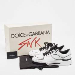 Dolce & Gabbana Black/White Printed Leather New Roma Low Top Sneakers Size 42