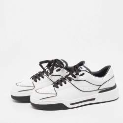 Dolce & Gabbana Black/White Printed Leather New Roma Low Top Sneakers Size 42