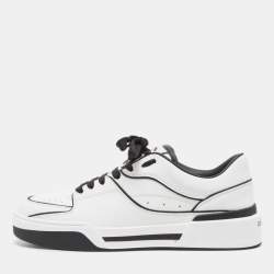 Dolce & Gabbana Black/White Printed Leather New Roma Low Top Sneakers Size 42