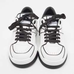 Dolce & Gabbana Black/White Printed Leather New Roma Low Top Sneakers Size 42
