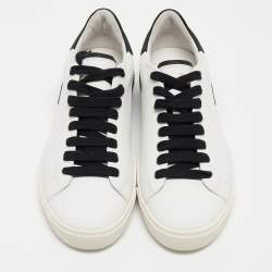 Pre Owned Dolce & Gabbana White/Black Leather Low Top Sneakers Size 45
