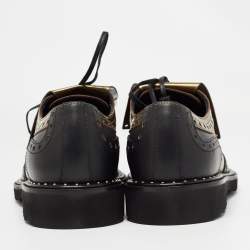 Dolce & Gabbana Black/Green Brogue Leather Fringe Oxfords Size 41