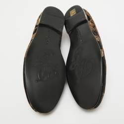 Pre Owned Dolce & Gabbana Black/Gold Velvet Floral Young Pope Smoking Slippers Size 43