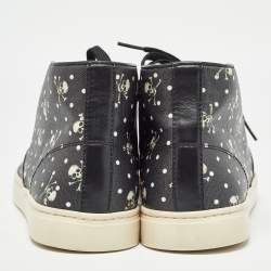 Dolce & Gabbana Black Skull and Cross Bone Print Canvas High Top Sneakers Size 41