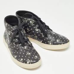 Dolce & Gabbana Black Skull and Cross Bone Print Canvas High Top Sneakers Size 41
