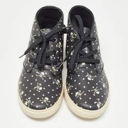 Dolce & Gabbana Black Skull and Cross Bone Print Canvas High Top Sneakers Size 41