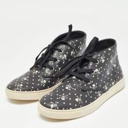 Dolce & Gabbana Black Skull and Cross Bone Print Canvas High Top Sneakers Size 41