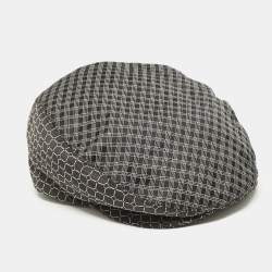 Dolce & Gabbana Black Patterned Silk Flat Cap Size 57
