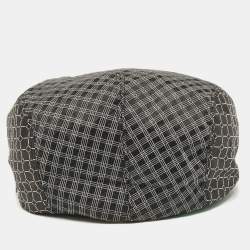 Dolce & Gabbana Black Patterned Silk Flat Cap Size 57