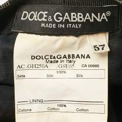 Dolce & Gabbana Black Patterned Silk Flat Cap Size 57