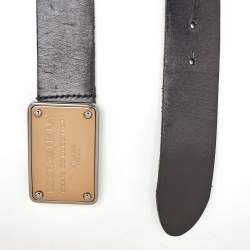 Dolce & Gabbana Black Leather Logo Plaque Belt 95CM