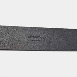 Dolce & Gabbana Black Leather Logo Plaque Belt 95CM