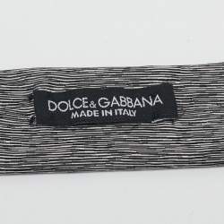 Pre Owned Dolce & Gabbana Grey Patterned Silk Skinny Tie 