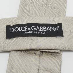 Dolce & Gabbana Grey Patterned Silk Tie 