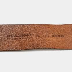 Pre Owned Dolce & Gabbana Brown Leather DG Logo Belt 100CM