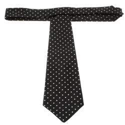 Dolce & Gabbana Black Polka Dotted Silk Broad Traditional Tie