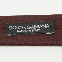 Pre Owned Dolce & Gabbana Burgundy Silk Skinny Tie