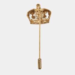 Pre Owned Dolce & Gabbana Crown Gold Tone Brooch