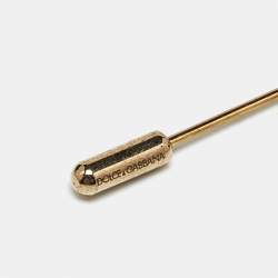 Pre Owned Dolce & Gabbana Crown Gold Tone Brooch