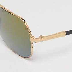 Pre Owned Dolce & Gabbana Gold DG 2133 K Basalto Aviator Sunglasses