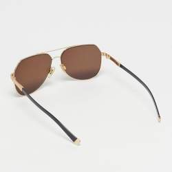 Pre Owned Dolce & Gabbana Gold DG 2133 K Basalto Aviator Sunglasses