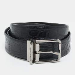 مملوكة مسبقًا Dolce & Gabbana 105 CM Buckle Belt Black Crocodile