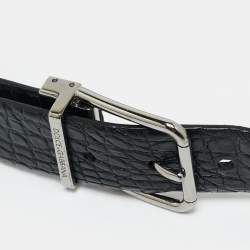 مملوكة مسبقًا Dolce & Gabbana 105 CM Buckle Belt Black Crocodile