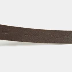 Pre Owned Dolce & Gabbana Logo Plaque 90 CM Buckle Belt Brown Leather