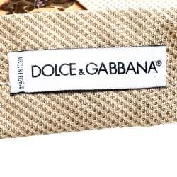 Dolce & Gabbana Vintage Beige Patterned Silk Jacquard Peek-A-Boo Tie