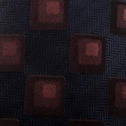 Dolce & Gabbana Navy Blue Chevron and Geometric Pattern Silk Jacquard Tie
