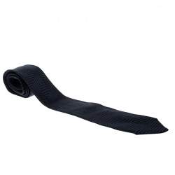 Dolce & Gabbana Black and Blue Zig Zag Pattern Silk Jacquard Tie