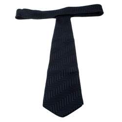 Dolce & Gabbana Black and Blue Zig Zag Pattern Silk Jacquard Tie