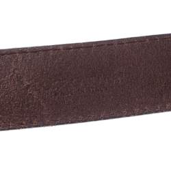Pre Owned Dolce & Gabanna Dark Brown Leather Logo Plaque Belt 95CM