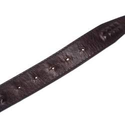 Pre Owned Dolce & Gabanna Dark Brown Leather Logo Plaque Belt 95CM