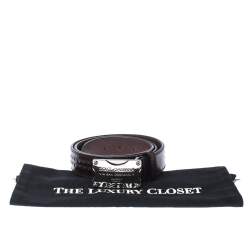 Pre Owned Dolce & Gabanna Dark Brown Leather Logo Plaque Belt 95CM