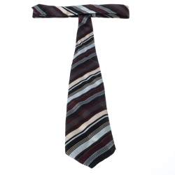 Dolce & Gabbana Multicolor Diagonal Striped Pattern Silk Jacquard Traditional Tie