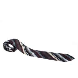 Dolce & Gabbana Multicolor Diagonal Striped Pattern Silk Jacquard Traditional Tie