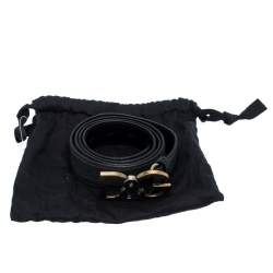 Pre Owned Dolce & Gabbana Black Leather Logo Belt Size 95CM