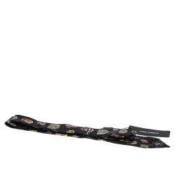 Dolce & Gabbana Black Crest Print Skinny Silk Tie 