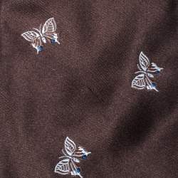 Pre Owned Dolce & Gabbana Brown Butterfly Motif Silk Jacquard Tie