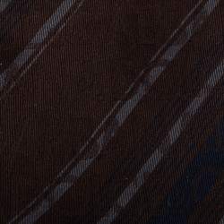 Pre Owned Dolce & Gabbana Brown Logo Silk Striped Tie 