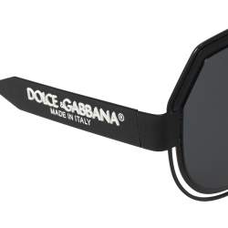 Pre Owned Dolce & Gabbana Black Miami DG 2261 Shield Aviator Sunglasses