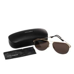 Pre Owned Dolce & Gabbana Brown/Gold Tinted Aviator Sunglasses
