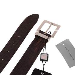 Pre Owned حزام دولتشي أند غابانا جلد بني داكن بلوحة الشعار 95سم