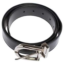 مملوكة مسبقًا حزام دولتشي أند غابانا جلد أسود لامع 95 سم