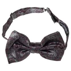 Pre Owned Dolce & Gabbana Grey Floral Silk Jacquard Bow Tie