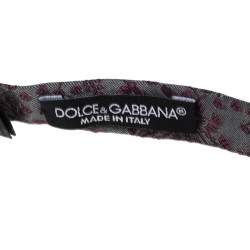 Pre Owned Dolce & Gabbana Grey Floral Silk Jacquard Bow Tie