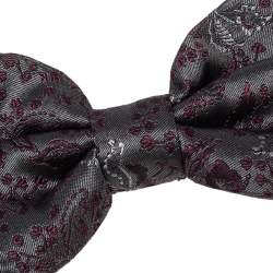 Pre Owned Dolce & Gabbana Grey Floral Silk Jacquard Bow Tie