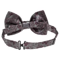 Pre Owned Dolce & Gabbana Grey Floral Silk Jacquard Bow Tie