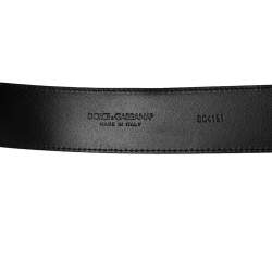 مملوكة مسبقًا Dolce & Gabbana Black Suede Buckle Belt 100CM